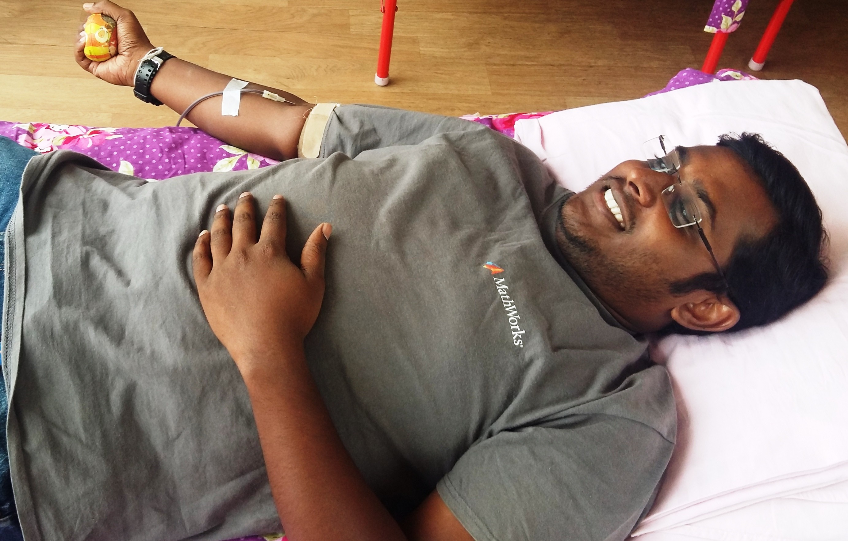 Blood donor in one of the camps